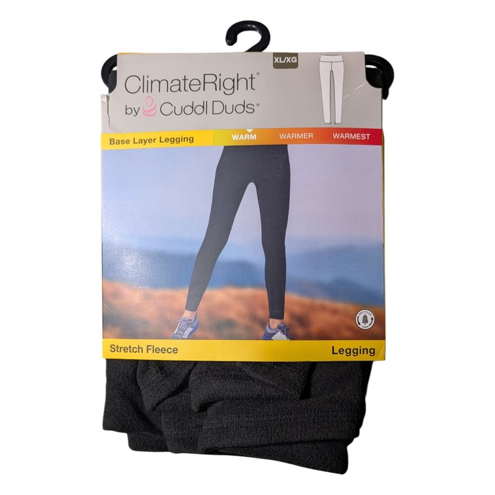 Cuddl Duds Base Layer Warm Stretch Fleece Black Leggings Size XL NWT